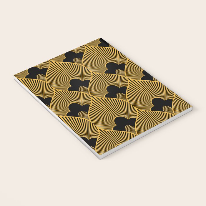 Art Deco Pattern in Gold and Jet Black Notebook Gallery Image 3
