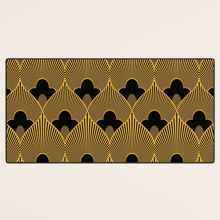 Art Deco Pattern in Gold and Jet Black Desk Mat Gallery Image 3