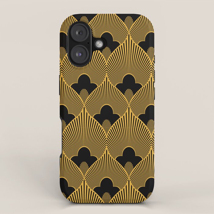Art Deco Pattern in Gold and Jet Black iPhone Case Gallery Image 1