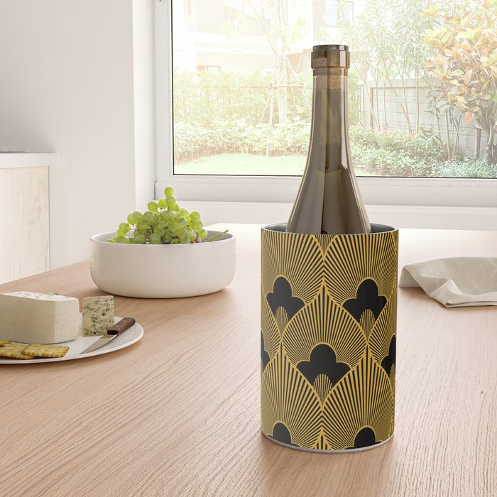 Art Deco Pattern in Gold and Jet Black Wine Chiller Gallery Image 4