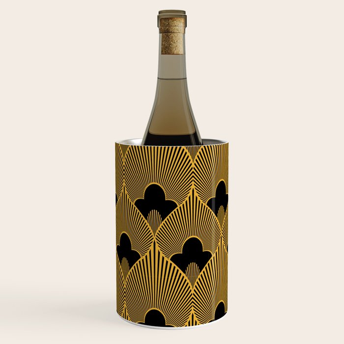 Art Deco Pattern in Gold and Jet Black Wine Chiller Gallery Image 2