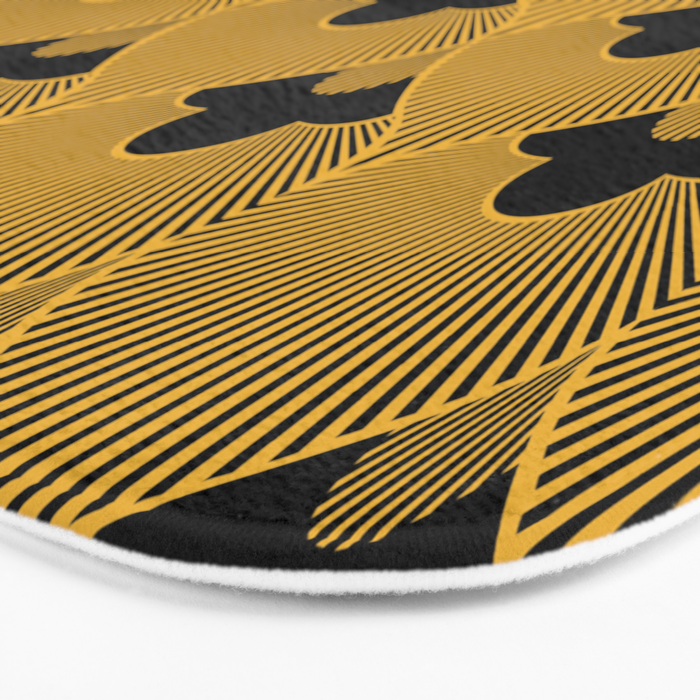 Art Deco Pattern in Gold and Jet Black Bath Mat Gallery Image 3