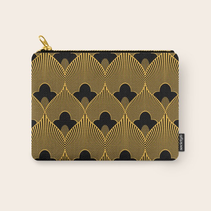 Art Deco Pattern in Gold and Jet Black Carry All Pouch Gallery Image 1
