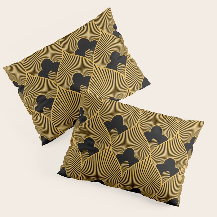 Art Deco Pattern in Gold and Jet Black Pillow Sham Gallery Image 3