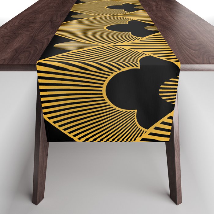 Art Deco Pattern in Gold and Jet Black Table Runner Gallery Image 1