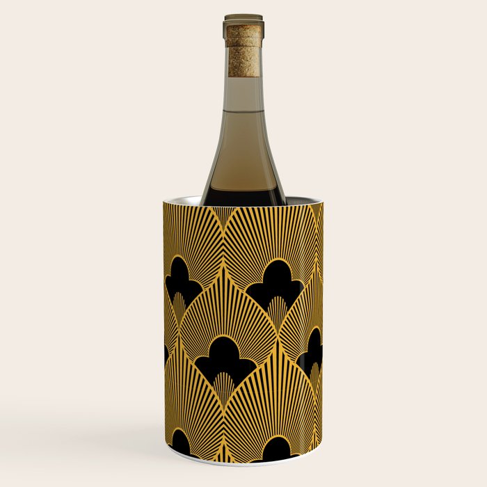 Art Deco Pattern in Gold and Jet Black Wine Chiller Gallery Image 3