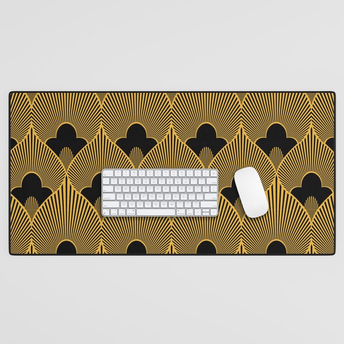 Art Deco Pattern in Gold and Jet Black Desk Mat Gallery Image 1