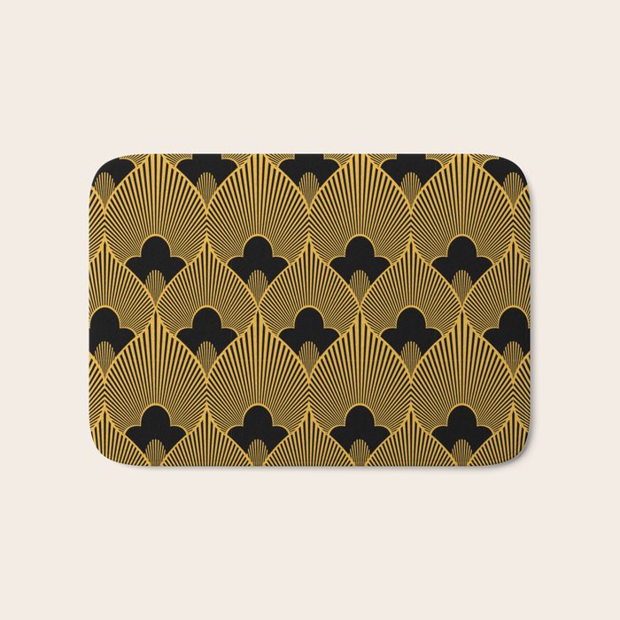 Art Deco Pattern in Gold and Jet Black Bath Mat Gallery Image 1