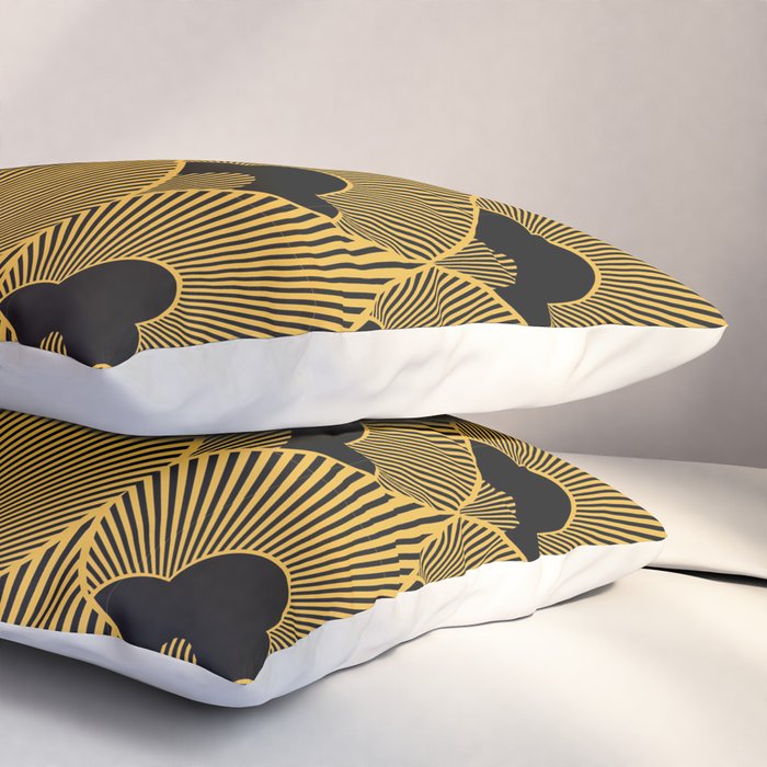 Art Deco Pattern in Gold and Jet Black Pillow Sham Gallery Image 3