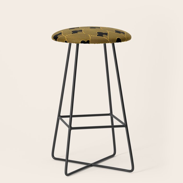 Art Deco Pattern in Gold and Jet Black Stool Gallery Image 1
