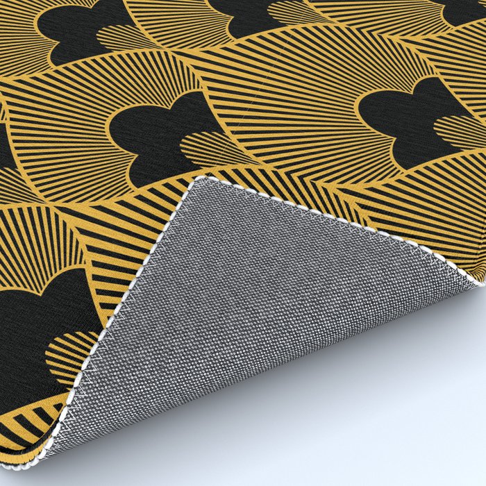 Art Deco Pattern in Gold and Jet Black Rug Gallery Image 4