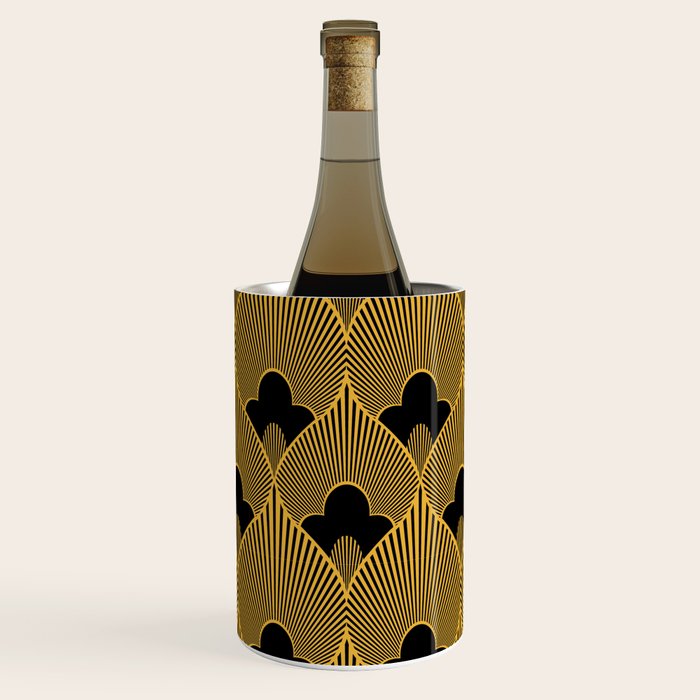 Art Deco Pattern in Gold and Jet Black Wine Chiller Gallery Image 1