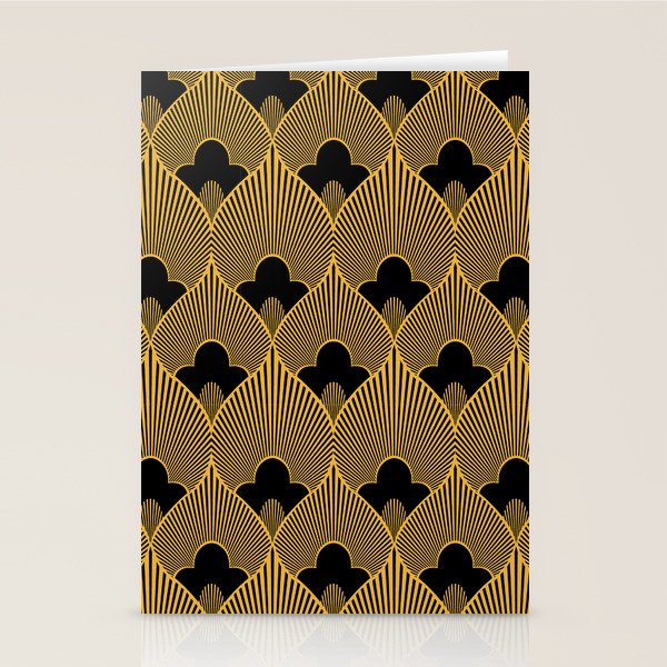 Art Deco Pattern in Gold and Jet Black Stationery Card Gallery Image 2