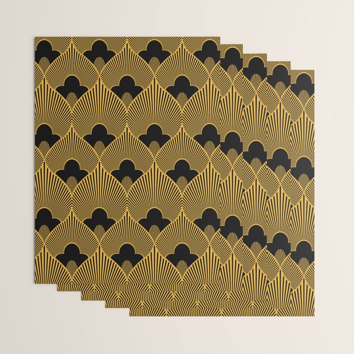 Art Deco Pattern in Gold and Jet Black Wrapping Paper Gallery Image 3