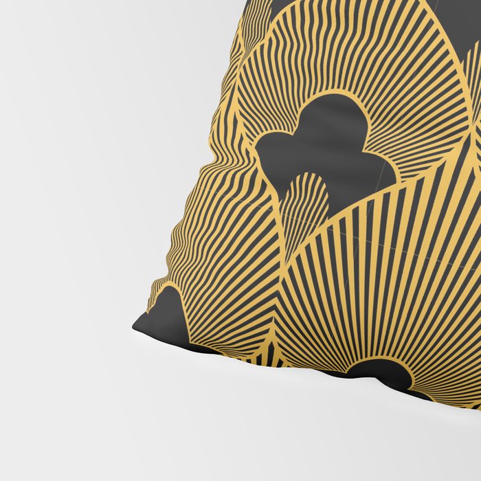 Art Deco Pattern in Gold and Jet Black Pillow Sham Gallery Image 4