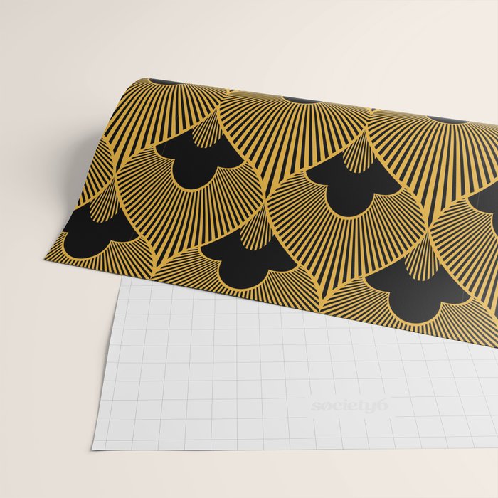 Art Deco Pattern in Gold and Jet Black Wrapping Paper Gallery Image 2