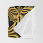Art Deco Pattern in Gold and Jet Black Throw Blanket Gallery Image 3