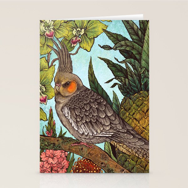 Cockatiel And Pineapple Stationery Card Gallery Image 2