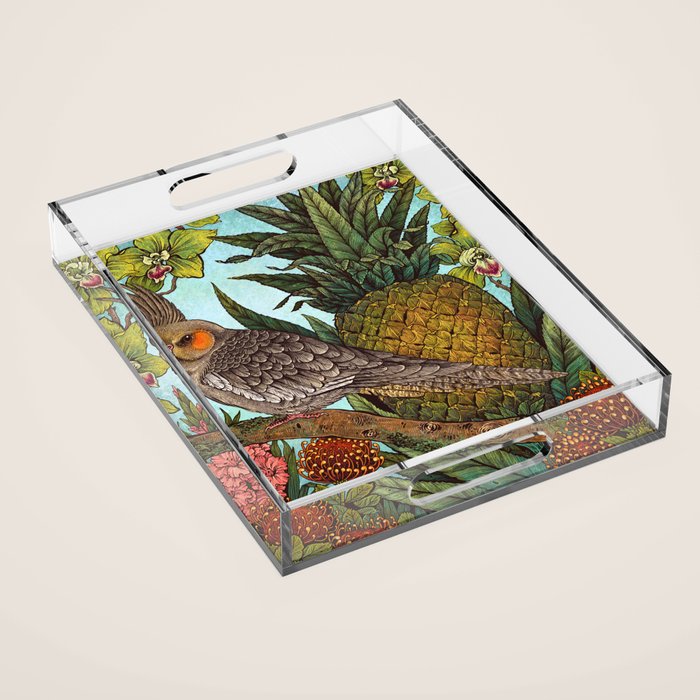 Cockatiel And Pineapple Acrylic Tray Gallery Image 1