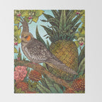 Cockatiel And Pineapple Throw Blanket Gallery Image 2