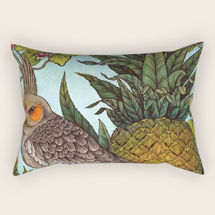 Cockatiel And Pineapple Rectangular Pillow Gallery Image 1
