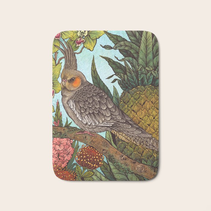 Cockatiel And Pineapple Bath Mat Gallery Image 1