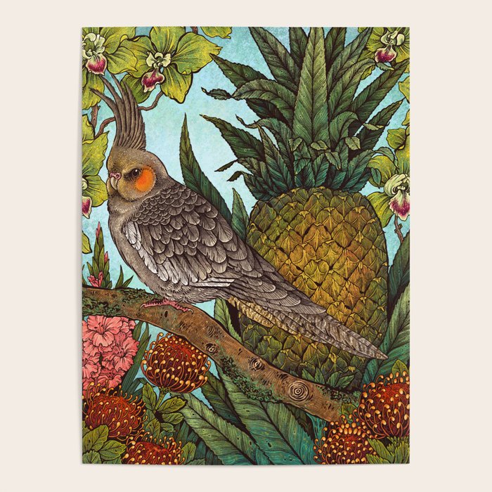 Cockatiel And Pineapple Poster Gallery Image 4