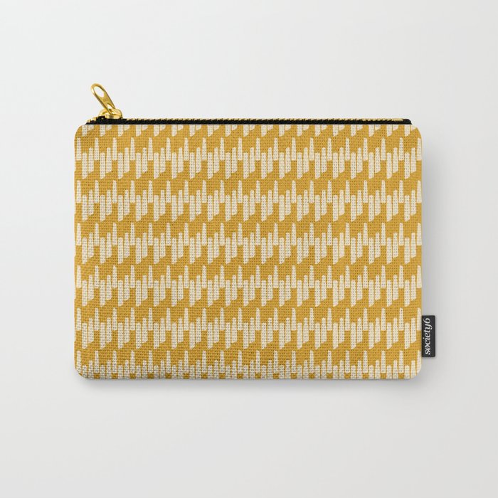 Modern Ink Weave Ikat Mudcloth Pattern in Marigold Mustard Ochre Carry All Pouch Gallery Image 1