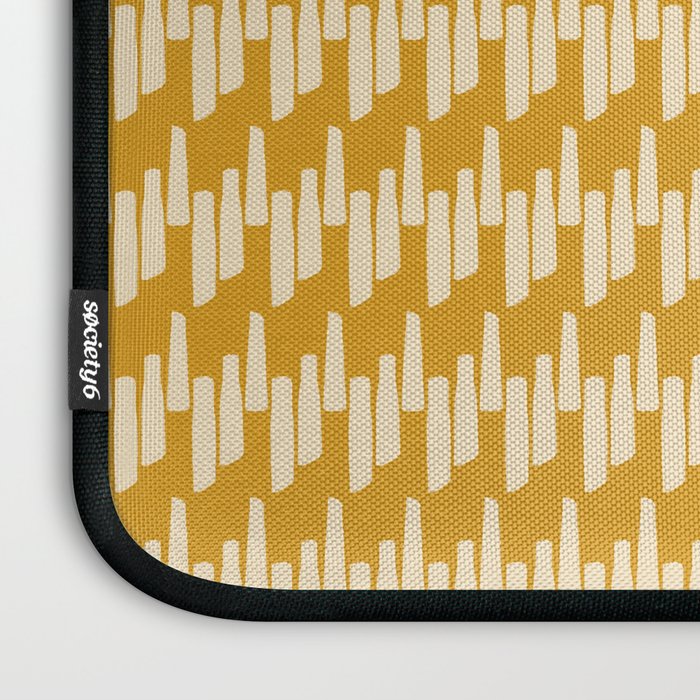 Modern Ink Weave Ikat Mudcloth Pattern in Marigold Mustard Ochre Laptop Sleeve Gallery Image 3