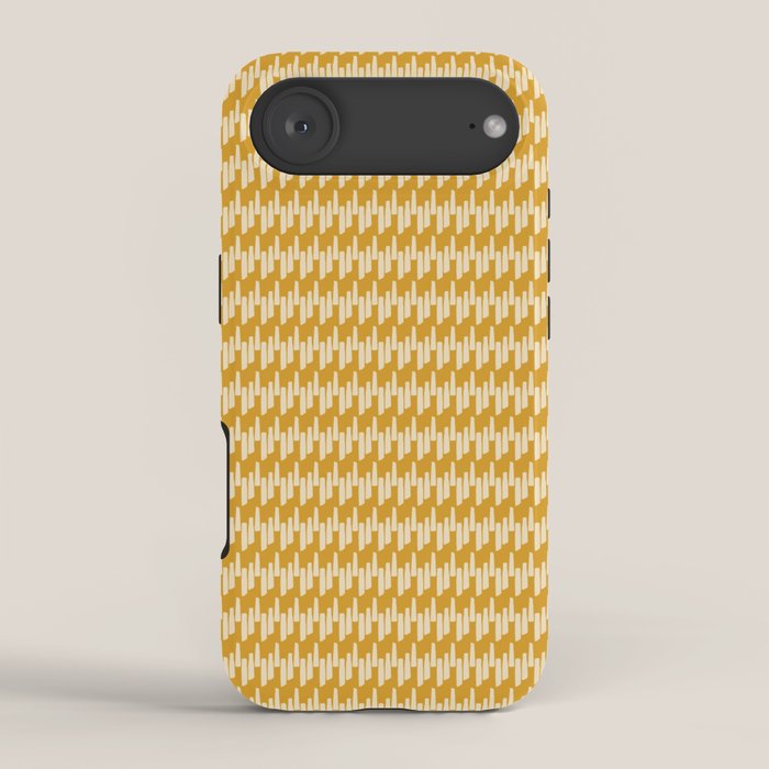 Modern Ink Weave Ikat Mudcloth Pattern in Marigold Mustard Ochre iPhone Case Gallery Image 2