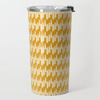 Modern Ink Weave Ikat Mudcloth Pattern in Marigold Mustard Ochre Travel Mug Gallery Image 2