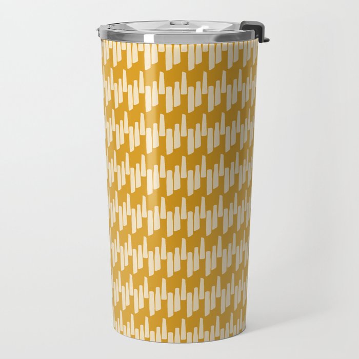 Modern Ink Weave Ikat Mudcloth Pattern in Marigold Mustard Ochre Travel Mug Gallery Image 2