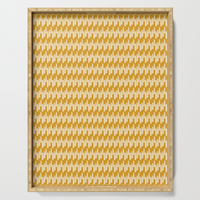 Modern Ink Weave Ikat Mudcloth Pattern in Marigold Mustard Ochre Serving Tray Gallery Image 1