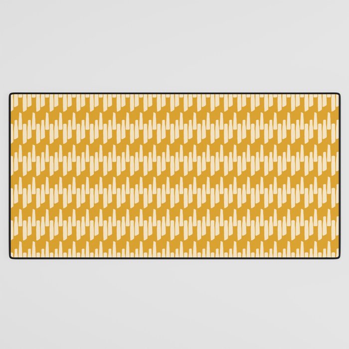 Modern Ink Weave Ikat Mudcloth Pattern in Marigold Mustard Ochre Desk Mat Gallery Image 3