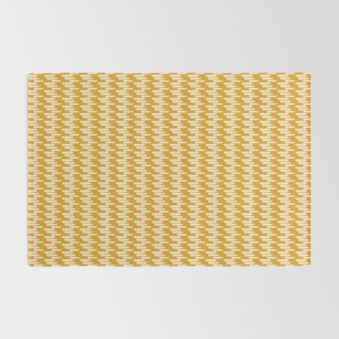 Modern Ink Weave Ikat Mudcloth Pattern in Marigold Mustard Ochre Rug Gallery Image 2
