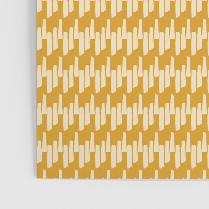 Modern Ink Weave Ikat Mudcloth Pattern in Marigold Mustard Ochre Poster Gallery Image 3