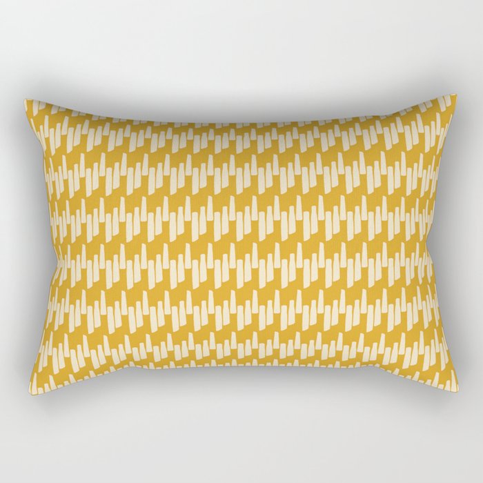Modern Ink Weave Ikat Mudcloth Pattern in Marigold Mustard Ochre Rectangular Pillow Gallery Image 2