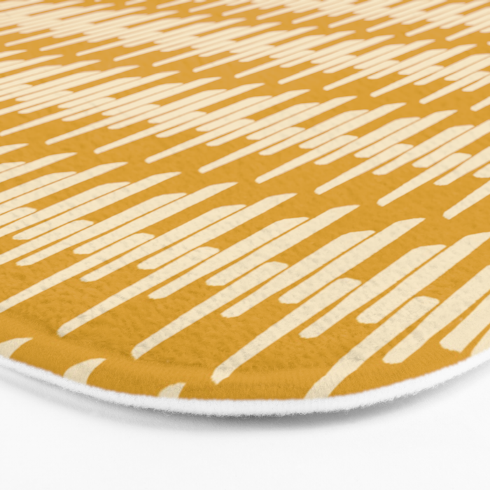 Modern Ink Weave Ikat Mudcloth Pattern in Marigold Mustard Ochre Bath Mat Gallery Image 3