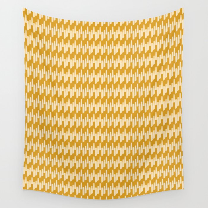 Modern Ink Weave Ikat Mudcloth Pattern in Marigold Mustard Ochre Wall Tapestry Gallery Image 1