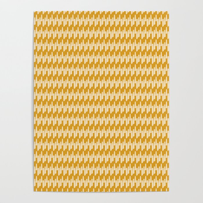 Modern Ink Weave Ikat Mudcloth Pattern in Marigold Mustard Ochre Poster Gallery Image 1