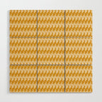 Modern Ink Weave Ikat Mudcloth Pattern in Marigold Mustard Ochre Wood Wall Art Gallery Image 1