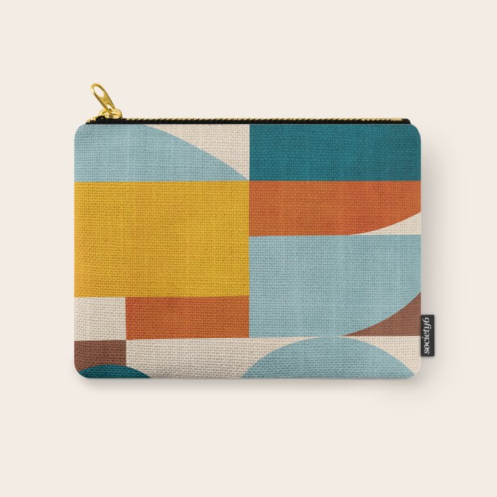 Teal Orange Yellow Light-Blue Geometric Abstract Artwork Carry All Pouch Gallery Image 1