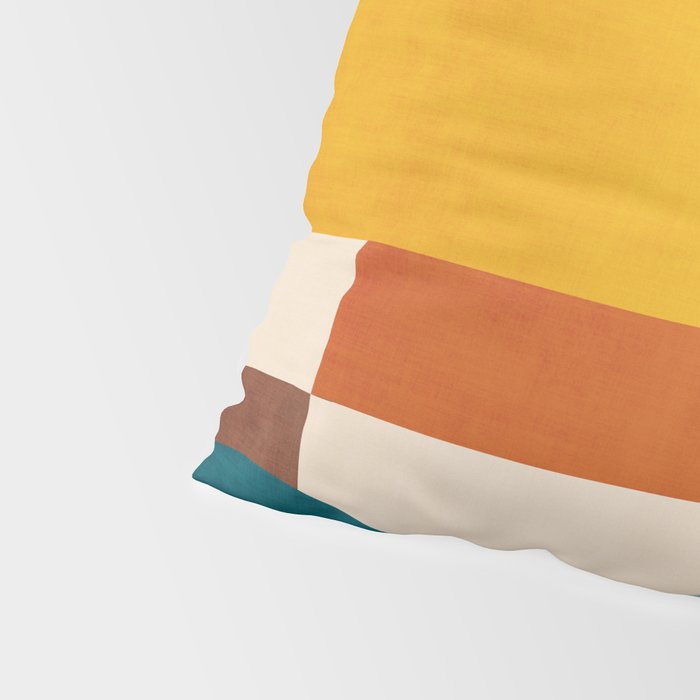 Teal Orange Yellow Light-Blue Geometric Abstract Artwork Pillow Sham Gallery Image 4