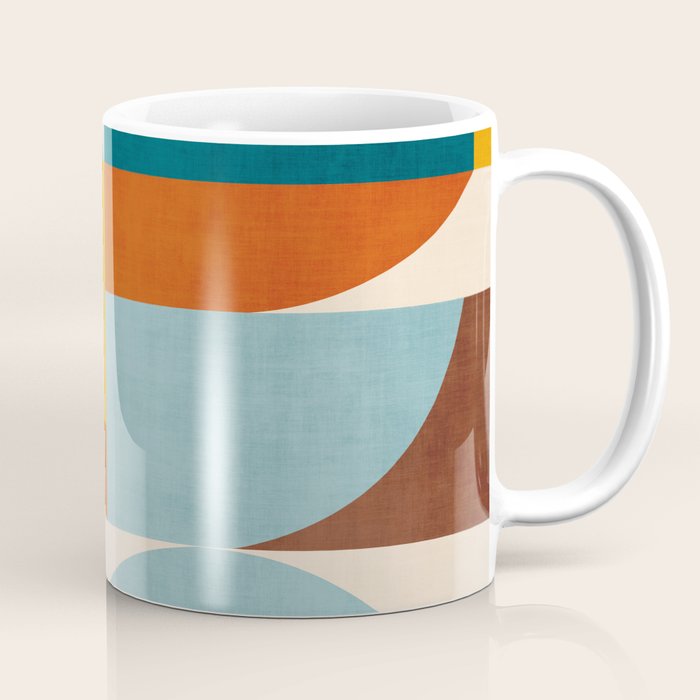 Teal Orange Yellow Light-Blue Geometric Abstract Artwork Coffee Mug Gallery Image 1