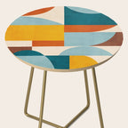 Teal Orange Yellow Light-Blue Geometric Abstract Artwork Side Table Gallery Image 2