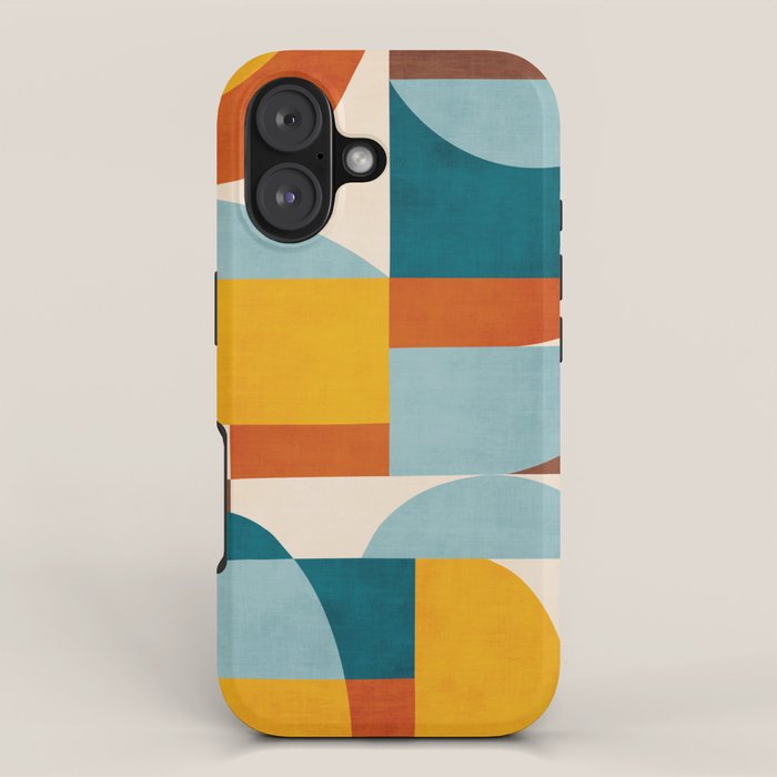 Teal Orange Yellow Light-Blue Geometric Abstract Artwork iPhone Case Gallery Image 1