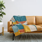 Teal Orange Yellow Light-Blue Geometric Abstract Artwork Throw Blanket Gallery Image 1