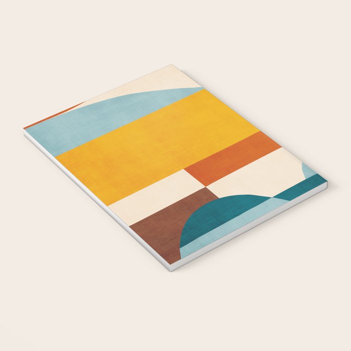 Teal Orange Yellow Light-Blue Geometric Abstract Artwork Notebook Gallery Image 3
