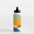 Teal Orange Yellow Light-Blue Geometric Abstract Artwork Water Bottle Gallery Image 3