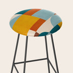 Teal Orange Yellow Light-Blue Geometric Abstract Artwork Stool Gallery Image 2
